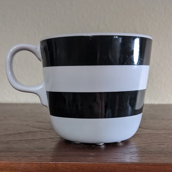 Ikea TICKAR Black & White Striped Coffee Mug Cup Discontinued - Picture 1 of 2